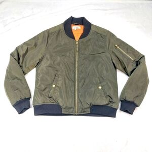 CHARLOTTE RUSSE WOMEN'S ARMY GREEN ZIP UP STREETWEAR BOMBER JACKET SIZE MEDIUM